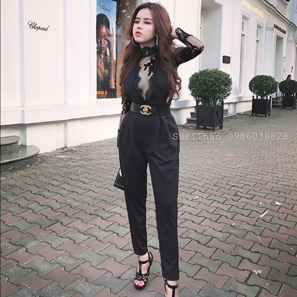 Floral Mesh Top and Pleated Pant Set.
